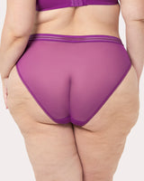 Sheer Mesh High Cut Brief Panty, Berry Bliss Purple - Curvy Couture - Mesh