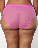 Sheer Mesh High Cut Brief Panty, Flirt Purple - Curvy Couture - Mesh