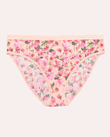 Sheer Mesh High Cut Brief Panty, In Full Bloom Pink Red - Curvy Couture - Mesh