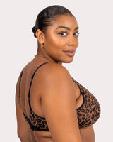Leopard print sheer mesh bralette, strappy back with open shoulders