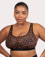 Leopard print sheer mesh bralette with scoop neck and snug underband