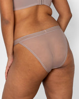 Sheer Mesh String Bikini Panty, Bark Nude - Curvy Couture - Mesh