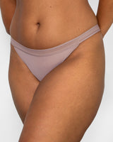 Sheer Mesh String Bikini Panty, Bark Nude - Curvy Couture - Mesh