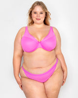 Sheer Mesh String Bikini Panty, Flirt Pink - Curvy Couture - Mesh