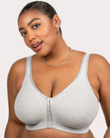Cotton Luxe Front And Back Close Wireless Bra - Grey Heather - Final Sale!
