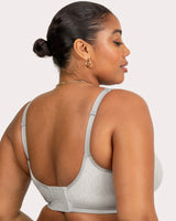 Cotton Luxe Front And Back Close Wireless Bra - Grey Heather - Final Sale!