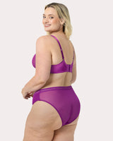 Sheer Mesh High Cut Brief Panty, Berry Bliss Purple - Curvy Couture - Mesh