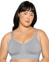 Smooth Seamless Comfort Wireless Bra, Grey Heather Black - Curvy Couture - Seamless