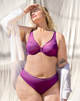 Sheer Mesh High Cut Brief Panty, Berry Bliss Purple - Curvy Couture - Mesh