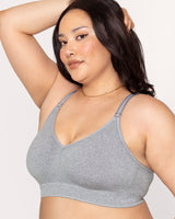 Smooth Seamless Comfort Wireless Bra, Grey Heather Black - Curvy Couture - Seamless
