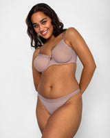 Sheer Mesh String Bikini Panty, Bark Nude - Curvy Couture - Mesh