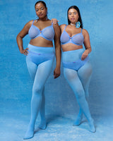 Sheer Mesh High Cut Brief Panty, Denim Blue Blue - Curvy Couture - Mesh