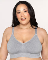 Smooth Seamless Comfort Wireless Bra, Grey Heather Black - Curvy Couture - Seamless