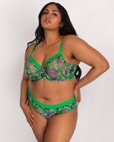Sheer Mesh High Cut Brief, Lush Tropics Prints - Curvy Couture - Mesh