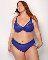 Sheer Mesh High Cut Brief, Cosmic Blue Blue - Curvy Couture - Mesh