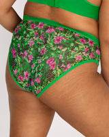 Sheer Mesh High Cut Brief, Lush Tropics Prints - Curvy Couture - Mesh