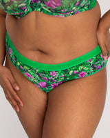 Sheer Mesh High Cut Brief, Lush Tropics Prints - Curvy Couture - Mesh