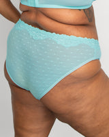 Sheer Whisper High Cut Brief Panty, Aruba Blue Blue - Curvy Couture - Mesh