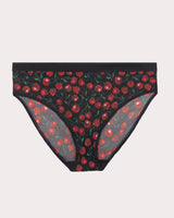 Sheer Mesh High Cut Brief Panty, Cherry Pop Black - Curvy Couture - Mesh