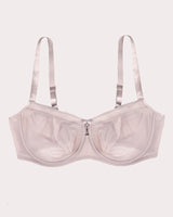 Sheer Mesh Unlined Balconette, Bark Beige - Curvy Couture - Mesh
