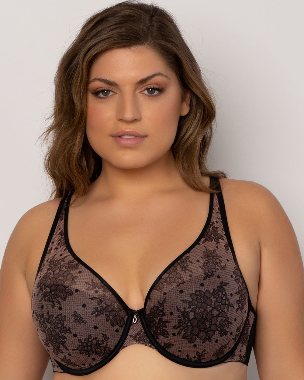 Curvy Couture Women's Sexy Sheer Mesh Plus Size Full Coverage Bra