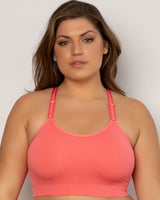 Coral longline wireless bra with smooth seamless cups and racerback straps