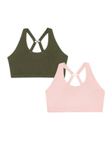 Cotton Comfort 2-Pack Bralette - Olive Night/Blushing Rose