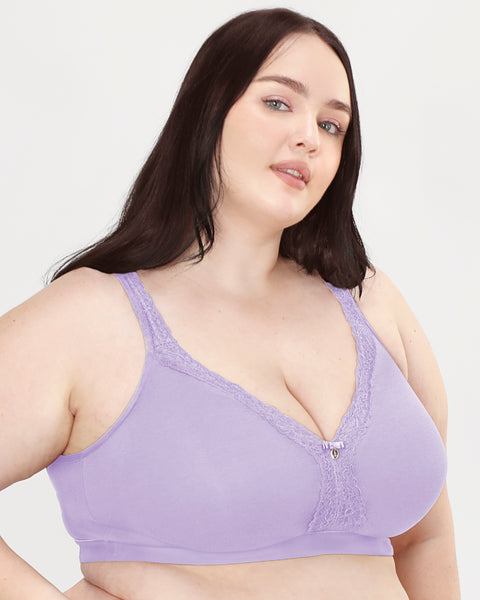 Luxe Lace Wireless Bralette - Lavender Mist – Curvy Couture