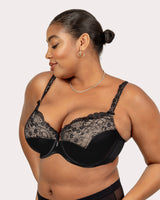 Tulip Lace Push Up Bra - Black