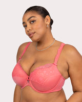 Tulip Lace Push Up Bra - Sun Kissed Coral