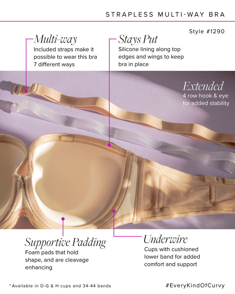 Curvy Couture Smooth Strapless Champagne Multi-Way Bra
