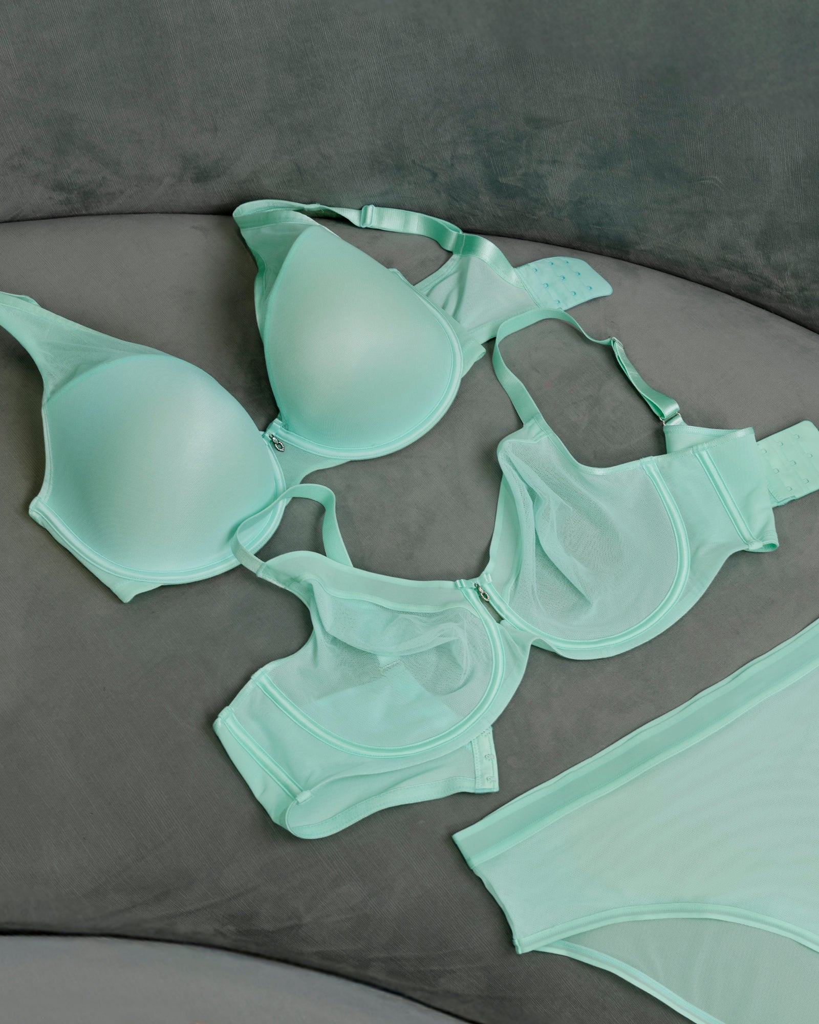 Sheer Mesh Full Coverage Unlined Underwire Bra - Mint Chip – Curvy Couture