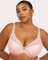 Sheer Mesh Plunge T-Shirt Bra - Blushing Rose