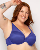 Sheer Mesh Plunge T-Shirt Bra - Cosmic Blue