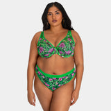 Sheer Mesh Plunge T-Shirt Bra, Lush Tropics Prints - Curvy Couture - Mesh