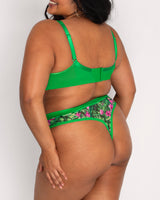 Sheer Mesh Plunge T-Shirt Bra - Lush Tropics