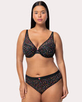 Sheer Mesh Plunge T-Shirt Bra, Meadow Dream Print - Curvy Couture - Mesh