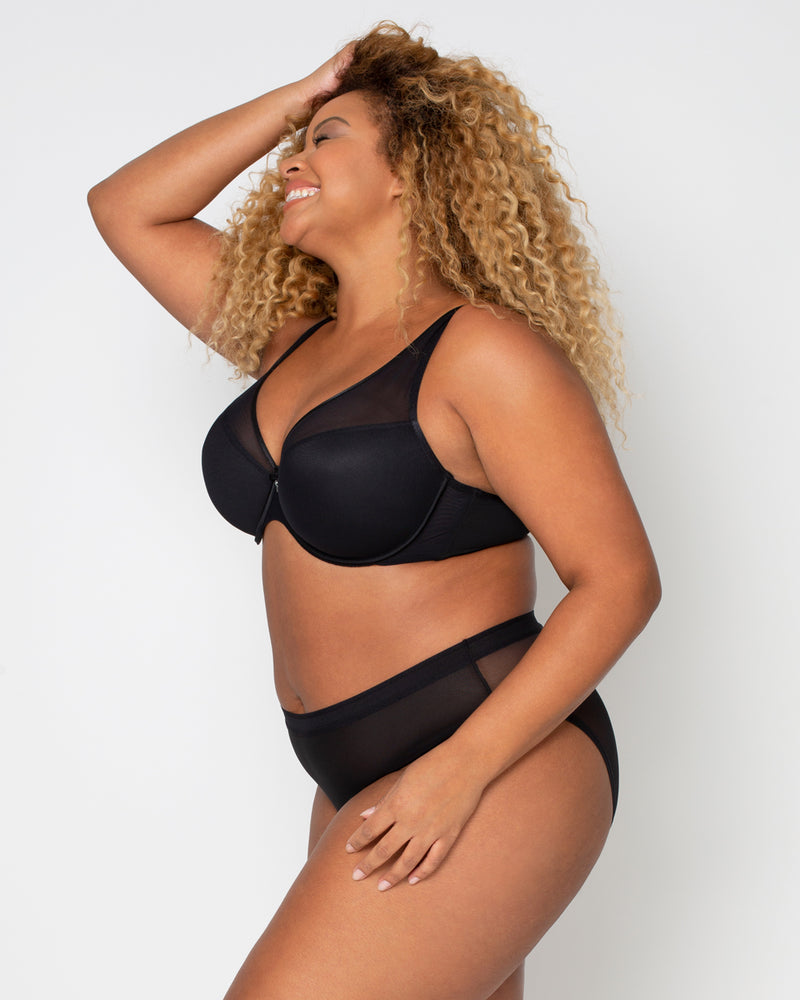 Final Sale Plus Size Mesh One Shoulder Twist Front Bra Top and Cutout –  Chic And Curvy