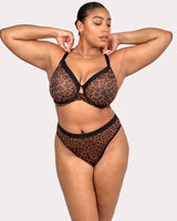 Sheer Mesh Full Coverage Unlined Underwire Bra - Designer Leopard