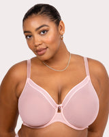Sheer Mesh Full Coverage Unlined Underwire Bra - Blushing Rose