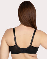 Sheer Mesh Full Coverage Unlined Underwire Bra, Still Life Floral Black - Curvy Couture - Mesh