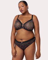 Sheer Mesh High Cut Brief Panty, Meadow Dream Print - Curvy Couture - Mesh