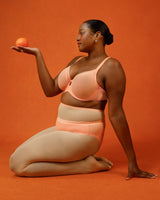 Sheer Mesh Full Coverage Unlined Underwire Bra, Orange Tang  - Curvy Couture - Mesh