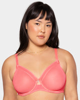Sheer Mesh Full Coverage Unlined Underwire Bra - Sunset Glow