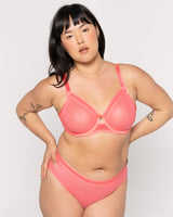 Sheer Mesh Full Coverage Unlined Underwire Bra - Sunset Glow
