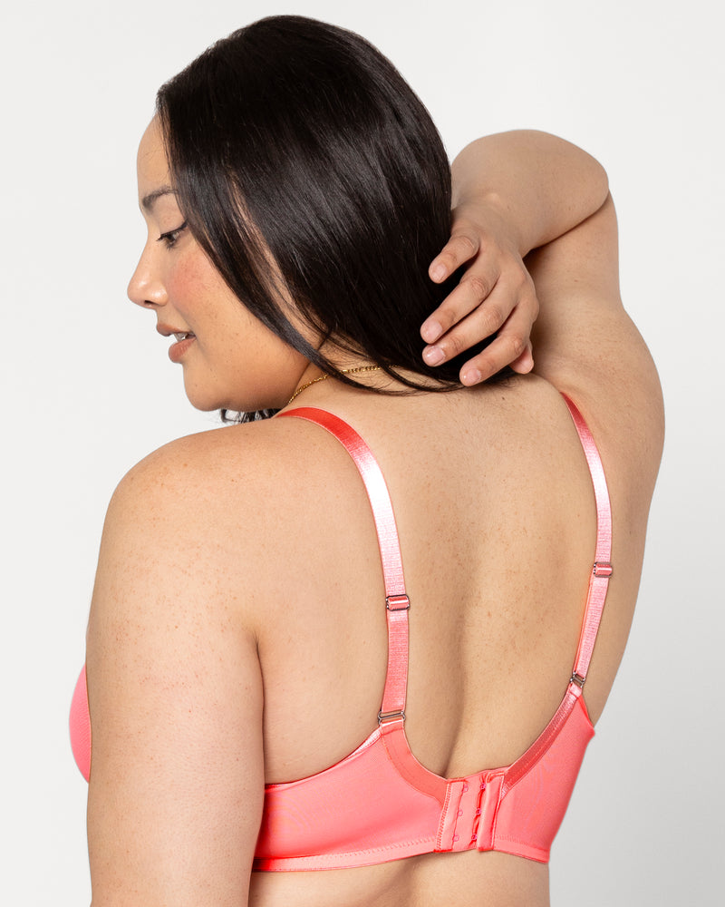 Sheer Mesh Full Coverage Unlined Underwire Bra - Sunset Glow