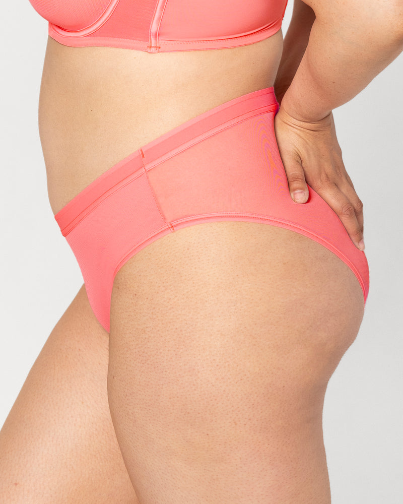 Sheer Mesh High Cut Brief Panty - Sunset Glow