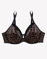 Sheer Mesh Full Coverage Unlined Underwire Bra - Designer Leopard