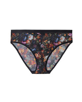 Sheer Mesh High Cut Brief Panty, Still Life Floral Black - Curvy Couture - Mesh