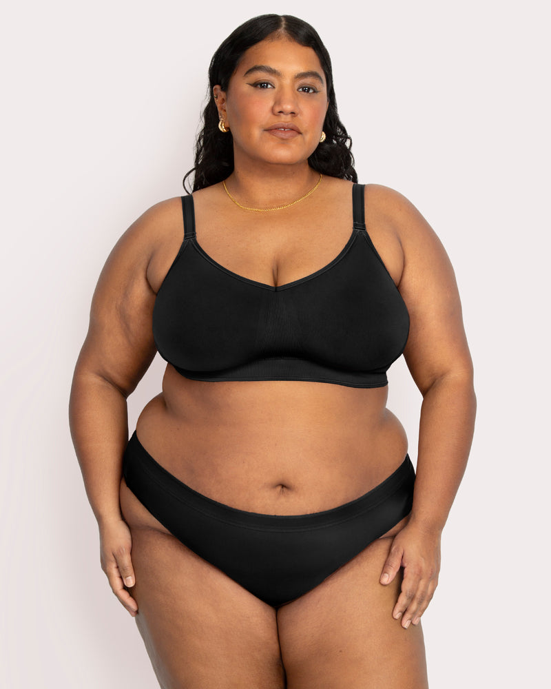 Smooth Seamless Comfort Wireless Bra, Black Hue Black - Curvy Couture - Seamless